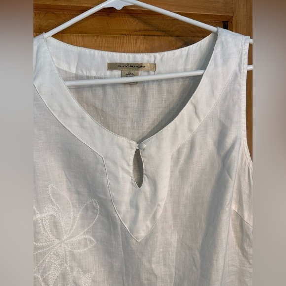 E•Col•o•gie 100% Linen Lightweight Embroidered Camisole Size Medium - Picture 3 of 12